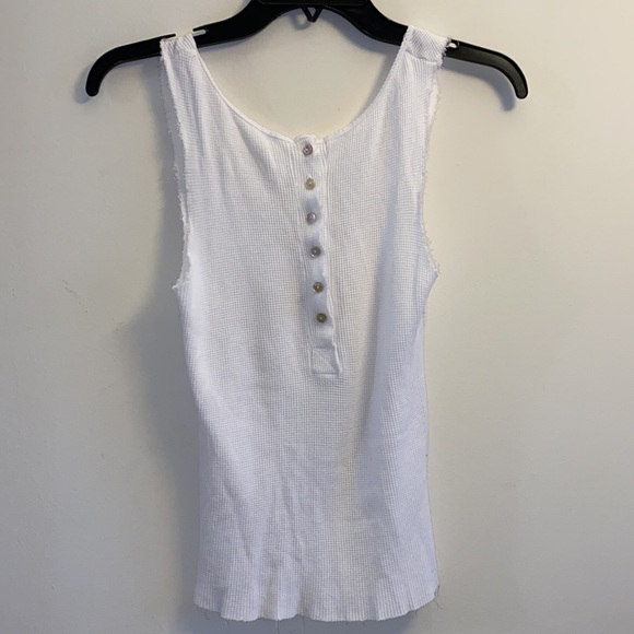 NEW White waffle Henley tank top. - Picture 3 of 12